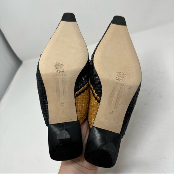 Mista London Woven Leather Pointed Toe Mules Slides Kitten Heel 35 - Picture 8 of 9